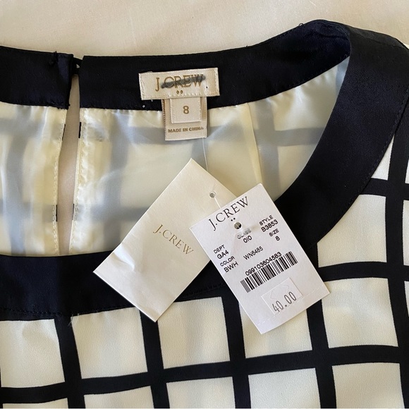 J.Crew Factory Black White Windowpane Shift Dress Size 8 NWT - Picture 7 of 9